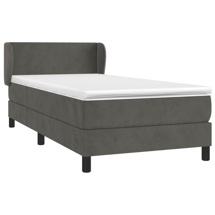 Pat box spring cu saltea, gri închis, 100x200 cm, catifea - WALTI WALTI
