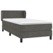 Pat box spring cu saltea, gri închis, 100x200 cm, catifea - WALTI WALTI