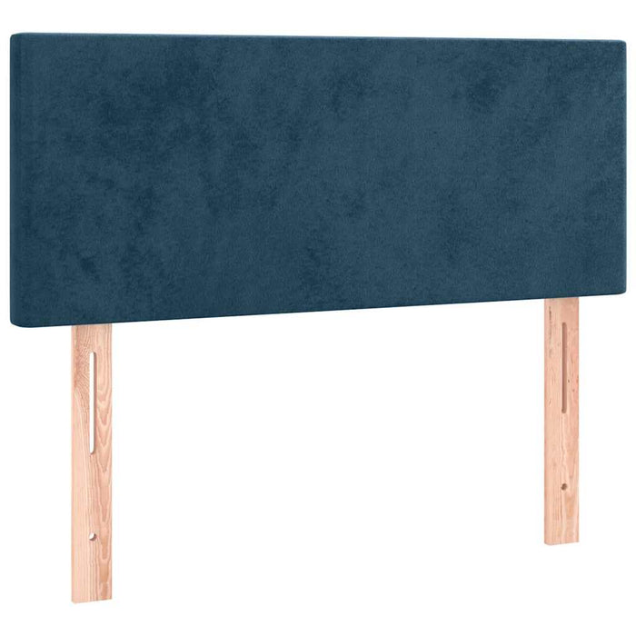 Pat box spring cu saltea, albastru închis, 100x200 cm, catifea WALTI