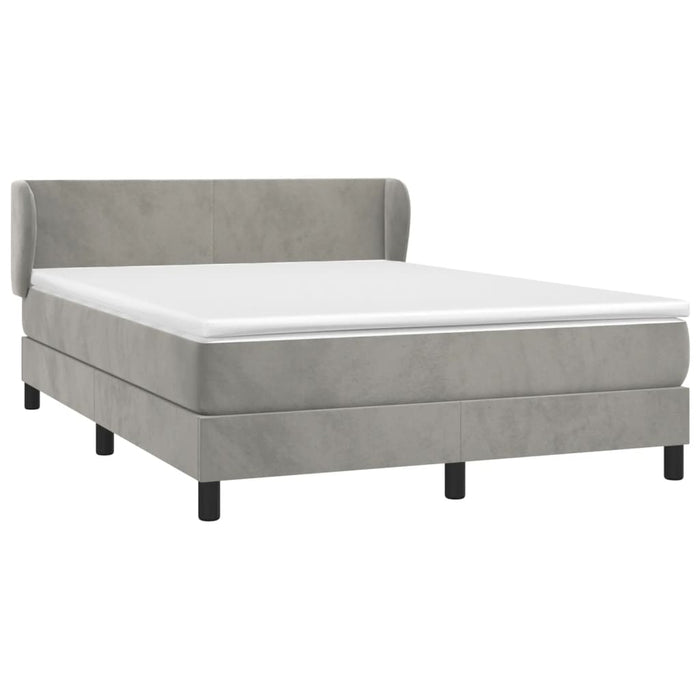 Pat box spring cu saltea, gri deschis, 140x190 cm, catifea - WALTI WALTI