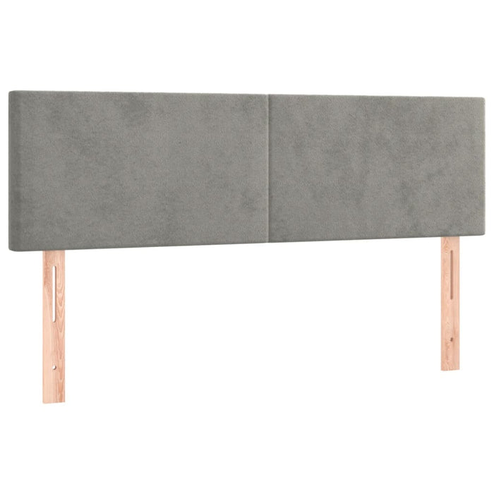 Pat box spring cu saltea, gri deschis, 140x190 cm, catifea - WALTI WALTI