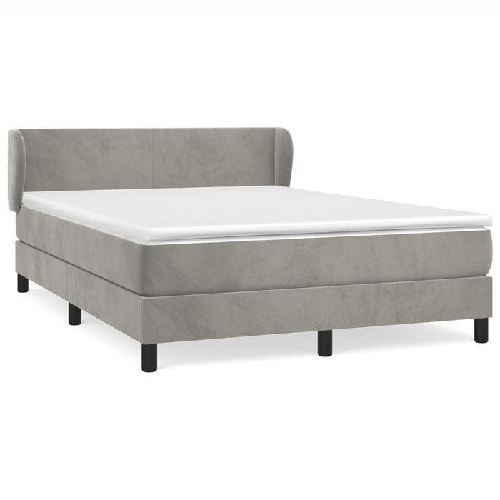 Pat box spring cu saltea, gri deschis, 140x200 cm, catifea - WALTI WALTI
