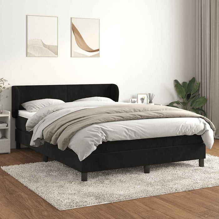 Pat box spring cu saltea, negru, 140x200 cm, catifea - WALTI WALTI