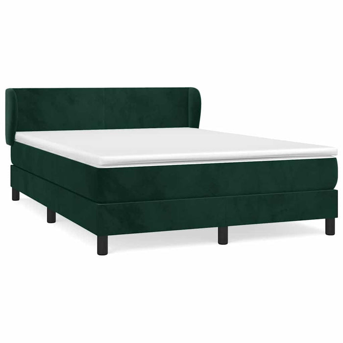 Pat box spring cu saltea, verde închis, 140x200 cm, catifea WALTI