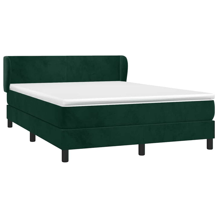 Pat box spring cu saltea, verde închis, 140x200 cm, catifea WALTI