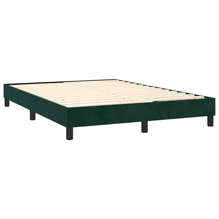 Pat box spring cu saltea, verde închis, 140x200 cm, catifea WALTI