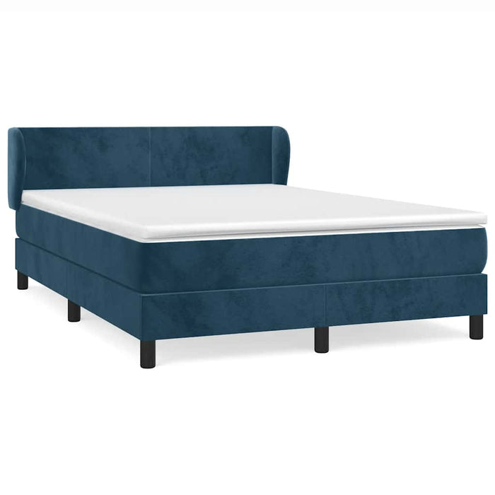 Pat box spring cu saltea, albastru închis, 140x200 cm, catifea WALTI