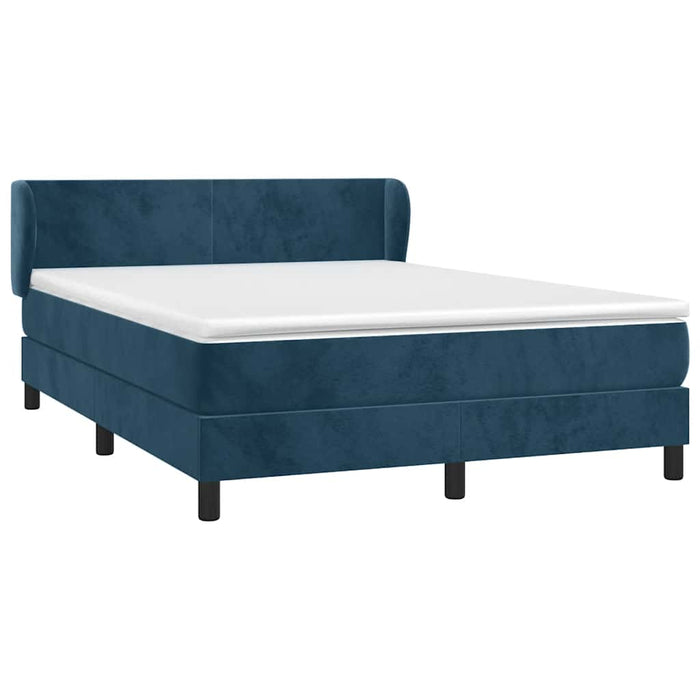 Pat box spring cu saltea, albastru închis, 140x200 cm, catifea WALTI