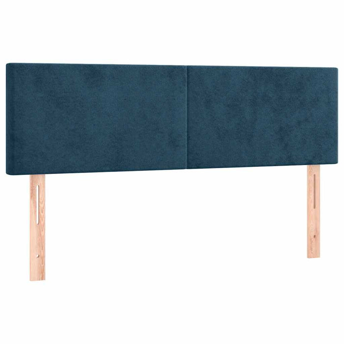 Pat box spring cu saltea, albastru închis, 140x200 cm, catifea WALTI