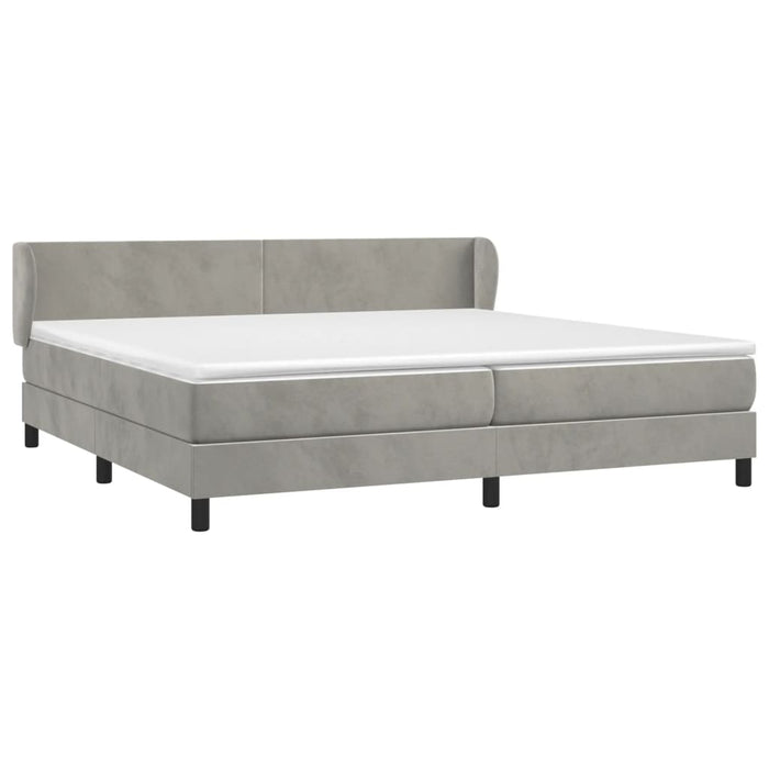 Pat box spring cu saltea, gri deschis, 200x200 cm, catifea - WALTI WALTI