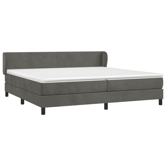 Pat box spring cu saltea, gri închis, 200x200 cm, catifea - WALTI WALTI