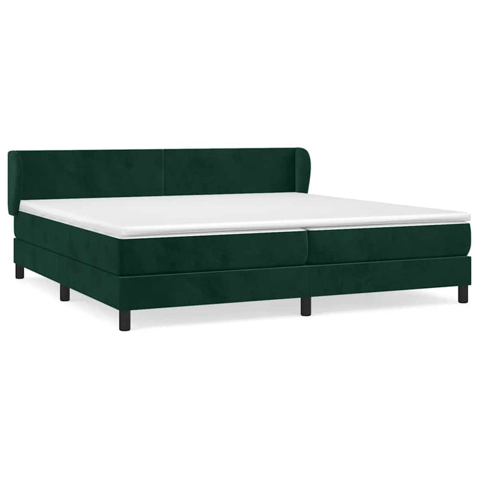 Pat box spring cu saltea, verde închis, 200x200 cm, catifea WALTI