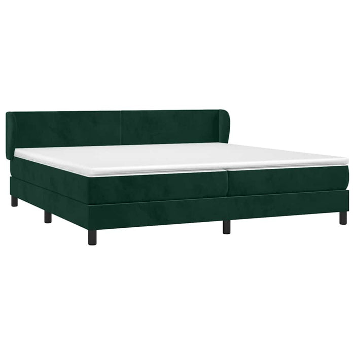 Pat box spring cu saltea, verde închis, 200x200 cm, catifea WALTI