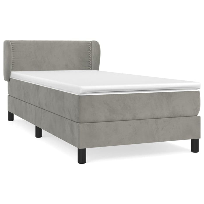 Pat continental cu saltea, gri deschis, 80x200 cm, catifea - WALTI WALTI