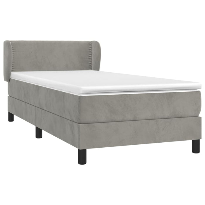 Pat continental cu saltea, gri deschis, 80x200 cm, catifea - WALTI WALTI