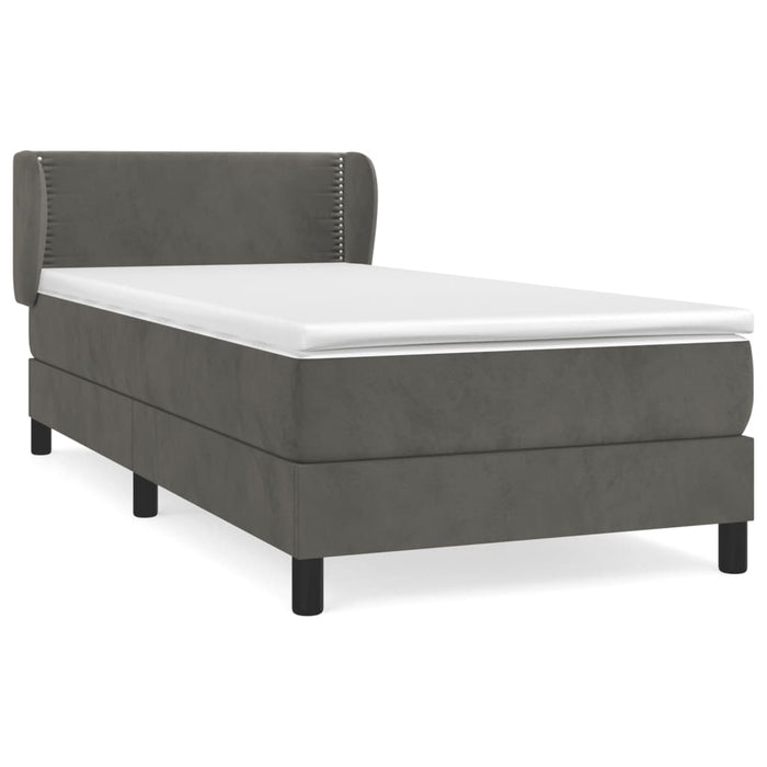 Pat box spring cu saltea, gri închis, 90x190 cm, catifea - WALTI WALTI
