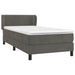 Pat box spring cu saltea, gri închis, 90x190 cm, catifea - WALTI WALTI