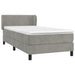 Pat box spring cu saltea, gri deschis, 90x200 cm, catifea - WALTI WALTI