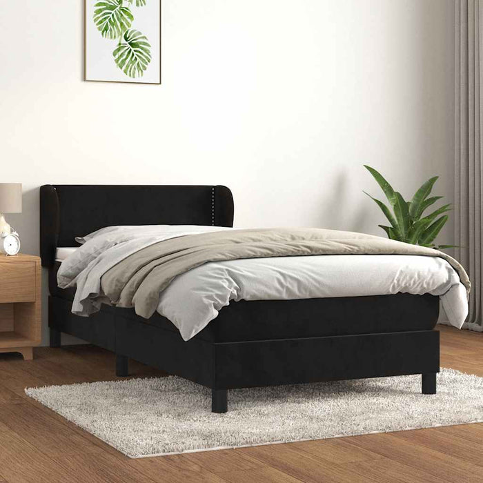 Pat box spring cu saltea, negru, 100x200 cm, catifea - WALTI WALTI
