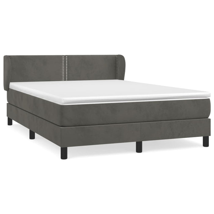 Pat box spring cu saltea, gri închis, 140x190 cm, catifea WALTI