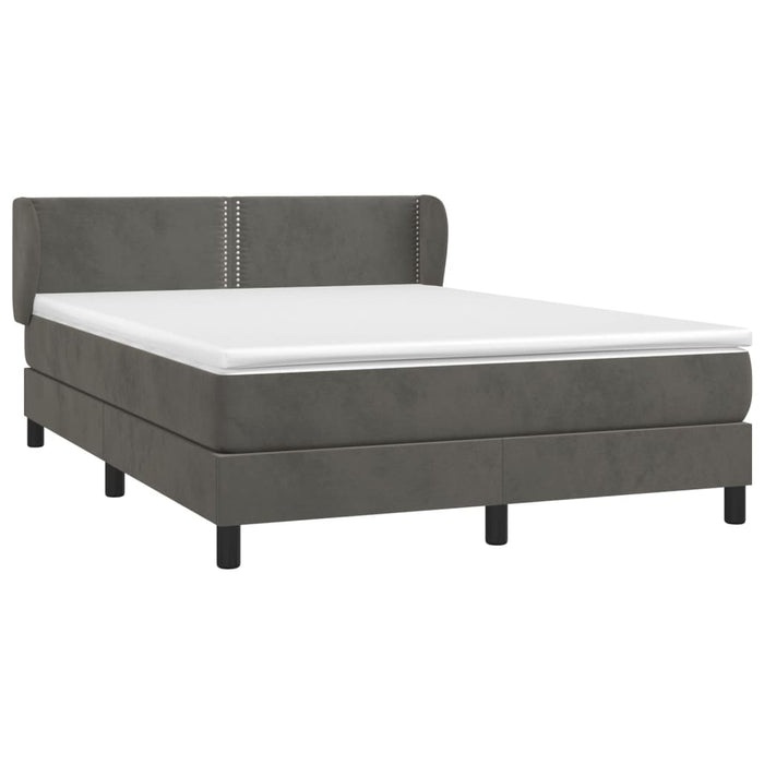 Pat box spring cu saltea, gri închis, 140x200 cm, catifea - WALTI WALTI