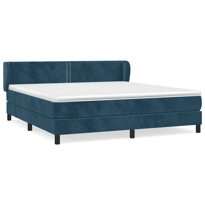 Pat box spring cu saltea, albastru închis, 160x200 cm, catifea - WALTI WALTI