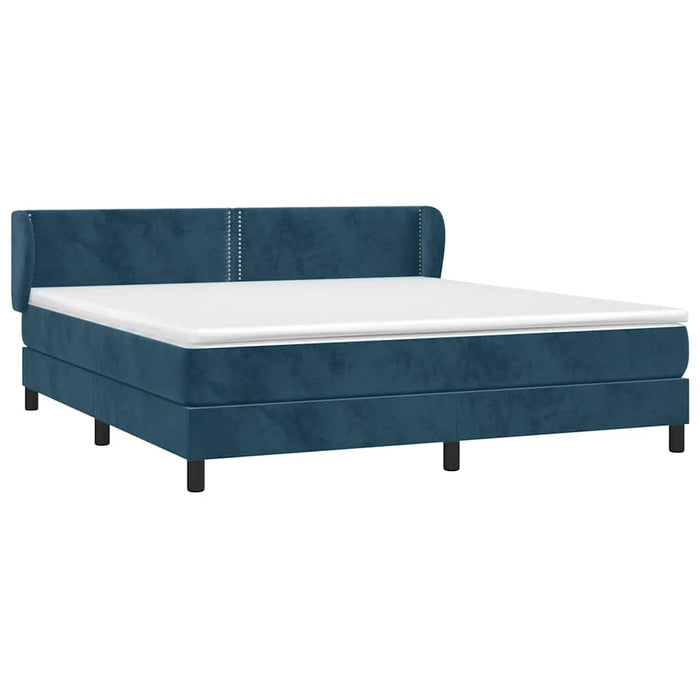 Pat box spring cu saltea, albastru închis, 160x200 cm, catifea - WALTI WALTI