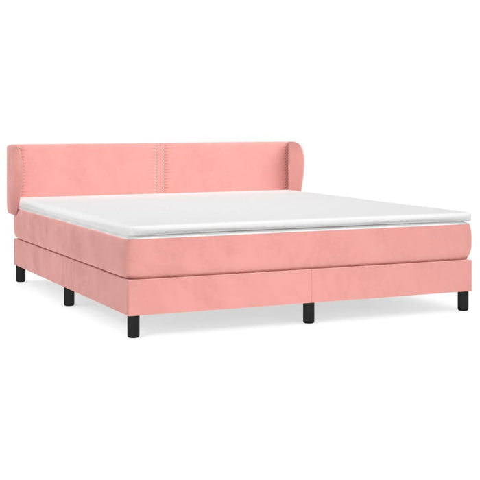 Pat box spring cu saltea, roz, 160x200 cm, catifea - WALTI WALTI
