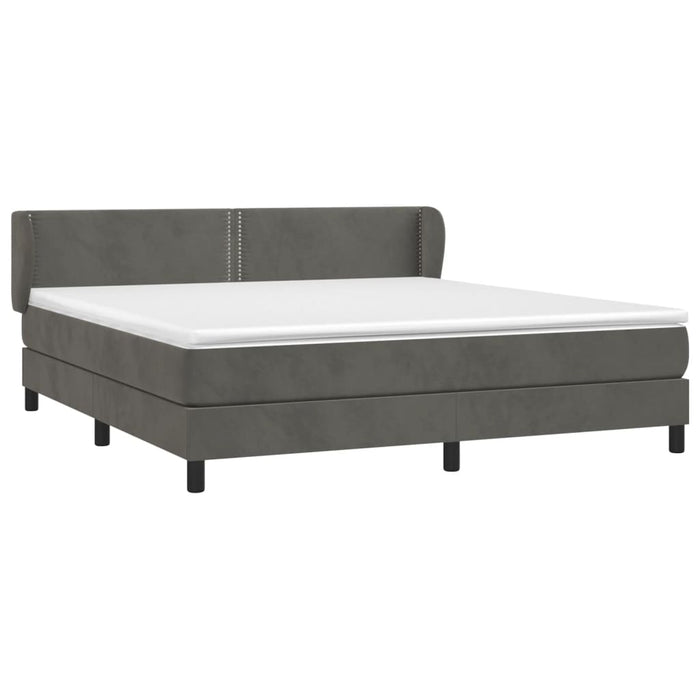 Pat box spring cu saltea, gri închis, 180x200 cm, catifea - WALTI WALTI