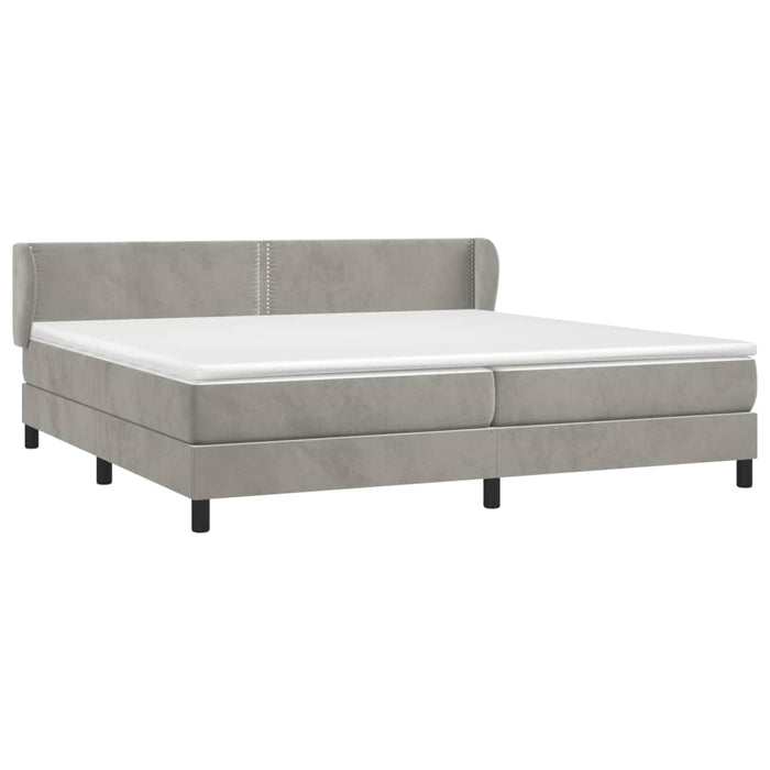 Pat box spring cu saltea, gri deschis, 200x200 cm, catifea - WALTI WALTI