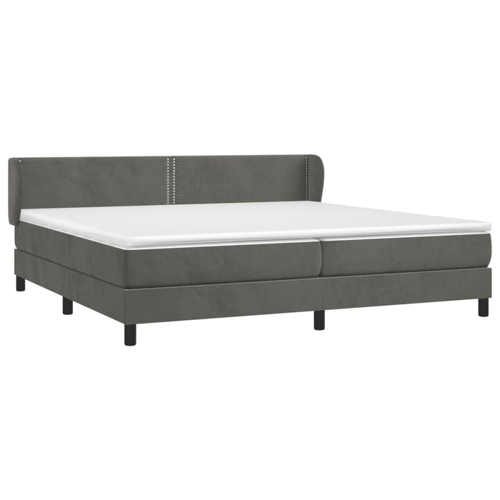 Pat box spring cu saltea, gri închis, 200x200 cm, catifea - WALTI WALTI