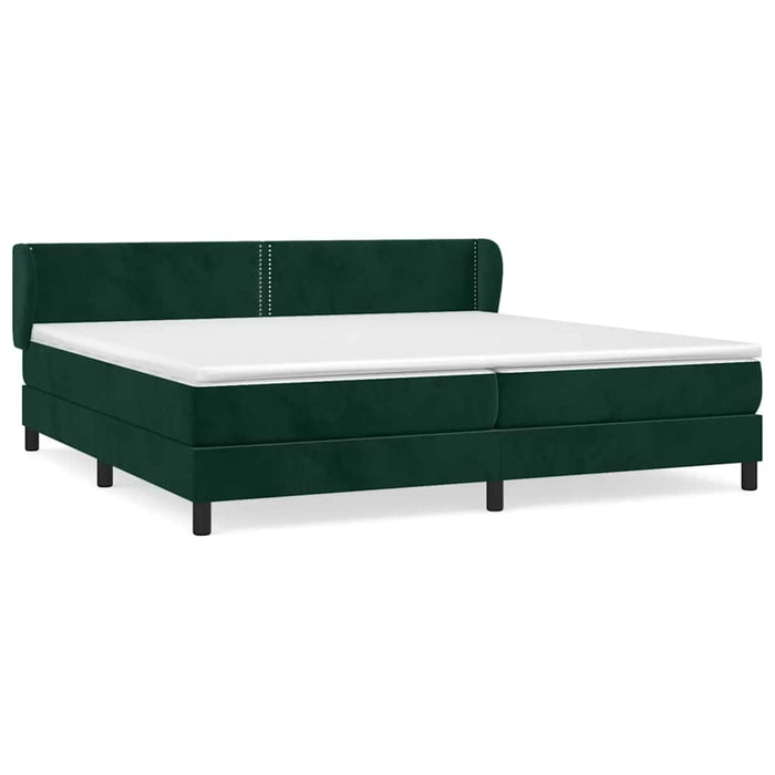 Pat box spring cu saltea, verde închis, 200x200 cm, catifea WALTI