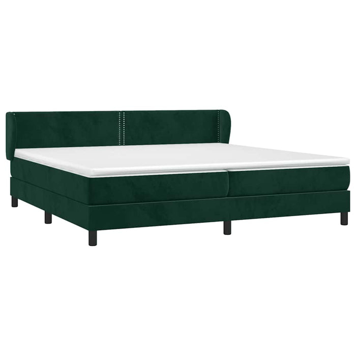 Pat box spring cu saltea, verde închis, 200x200 cm, catifea WALTI