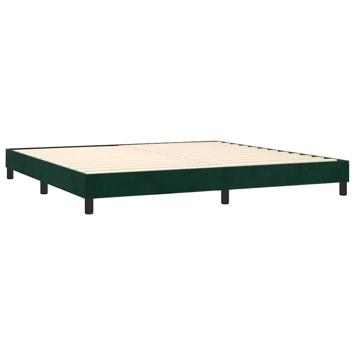 Pat box spring cu saltea, verde închis, 200x200 cm, catifea WALTI