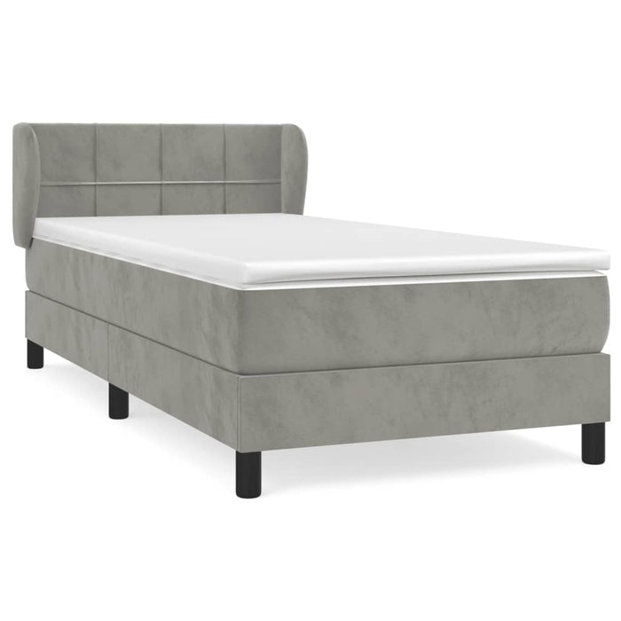 Pat continental cu saltea, gri deschis, 80x200 cm, catifea - WALTI WALTI