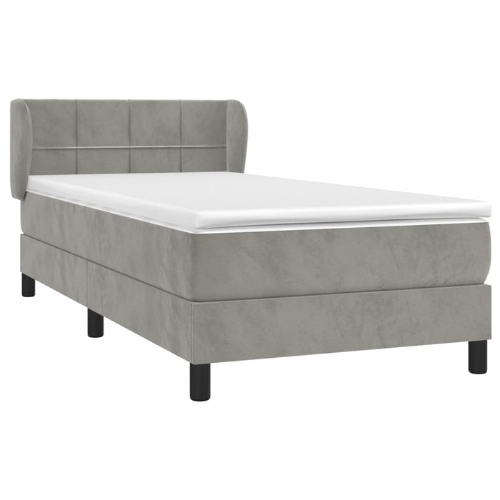 Pat continental cu saltea, gri deschis, 80x200 cm, catifea - WALTI WALTI