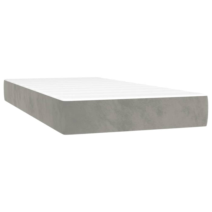 Pat continental cu saltea, gri deschis, 80x200 cm, catifea - WALTI WALTI