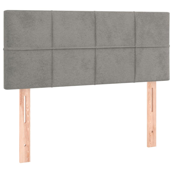 Pat continental cu saltea, gri deschis, 80x200 cm, catifea - WALTI WALTI