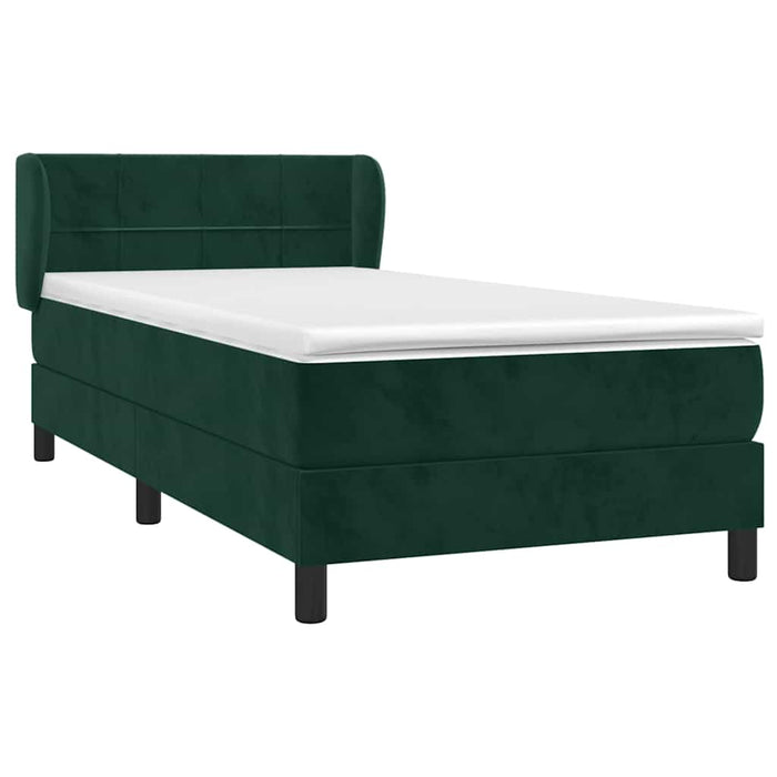 Pat box spring cu saltea, verde închis, 80x200 cm, catifea - WALTI WALTI