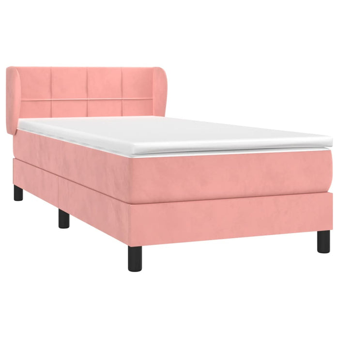 Pat box spring cu saltea, roz, 80x200 cm, catifea - WALTI WALTI