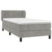Pat box spring cu saltea, gri deschis, 90x190 cm, catifea - WALTI WALTI