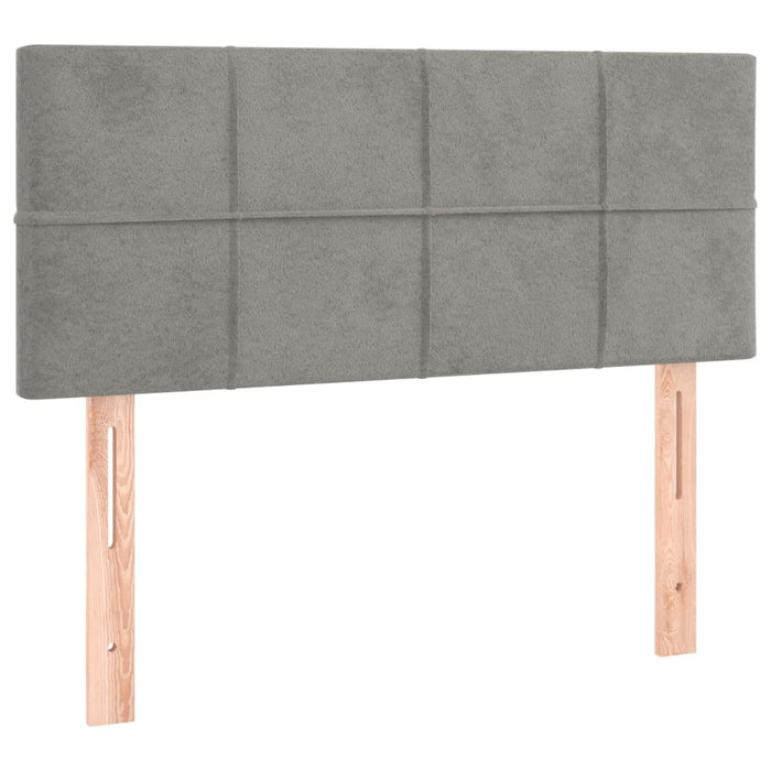 Pat box spring cu saltea, gri deschis, 90x190 cm, catifea - WALTI WALTI