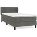 Pat box spring cu saltea, gri închis, 90x190 cm, catifea - WALTI WALTI