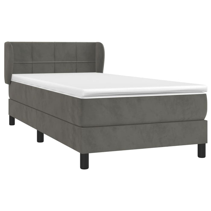 Pat box spring cu saltea, gri închis, 90x190 cm, catifea - WALTI WALTI