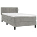 Pat box spring cu saltea, gri deschis, 90x200 cm, catifea - WALTI WALTI