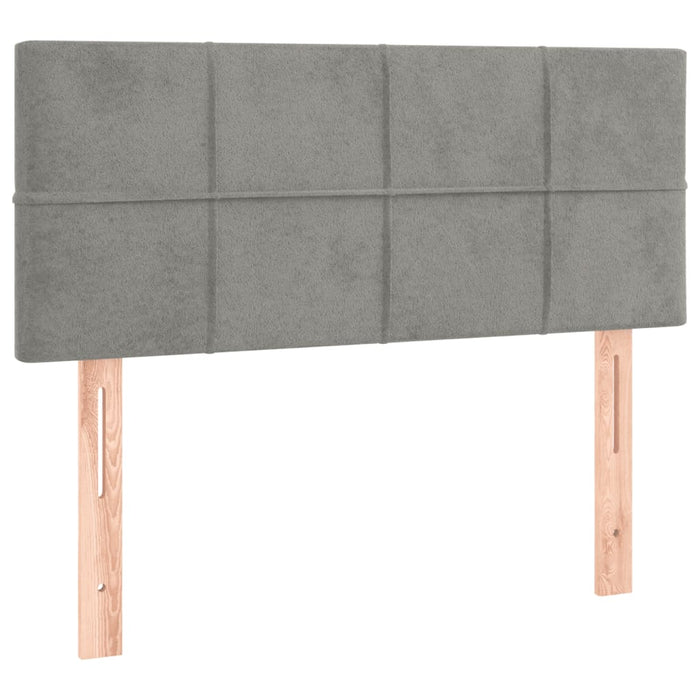 Pat box spring cu saltea, gri deschis, 90x200 cm, catifea - WALTI WALTI