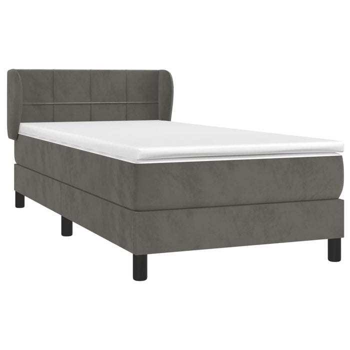 Pat box spring cu saltea, gri închis, 100x200 cm, catifea - WALTI WALTI
