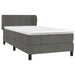 Pat box spring cu saltea, gri închis, 100x200 cm, catifea - WALTI WALTI