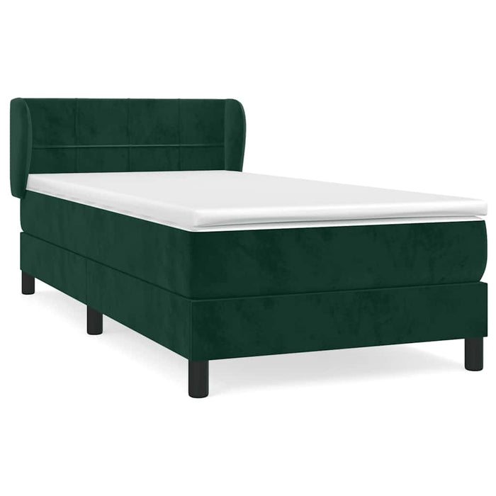 Pat box spring cu saltea, verde închis, 100x200 cm, catifea - WALTI WALTI