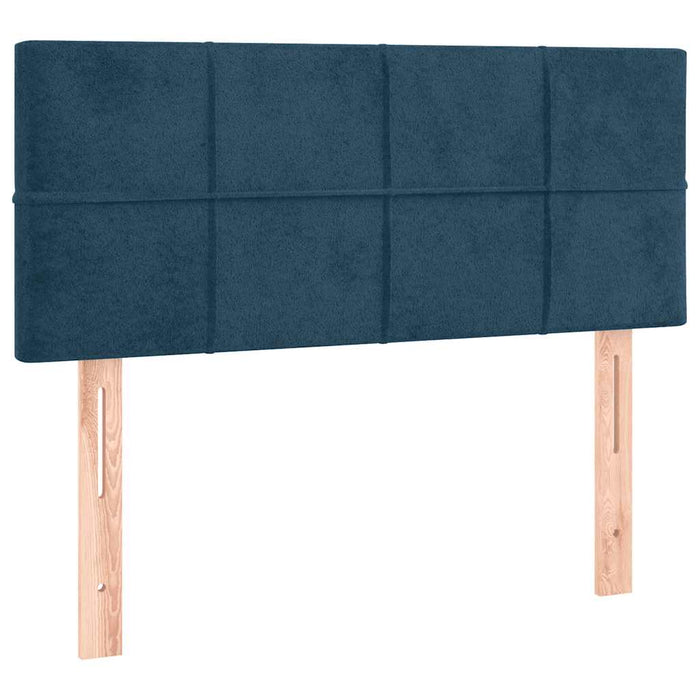 Pat box spring cu saltea, albastru închis, 100x200 cm, catifea WALTI